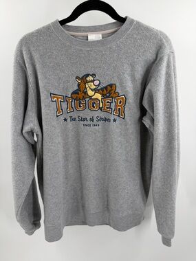 Tigger Disney Store Sweatshirt  Gray The Star of Stripes Vintage Winnie Pooh SM